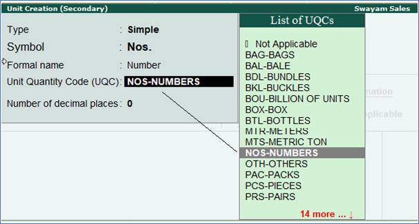 Stock Unit of Measure in TallyERP9